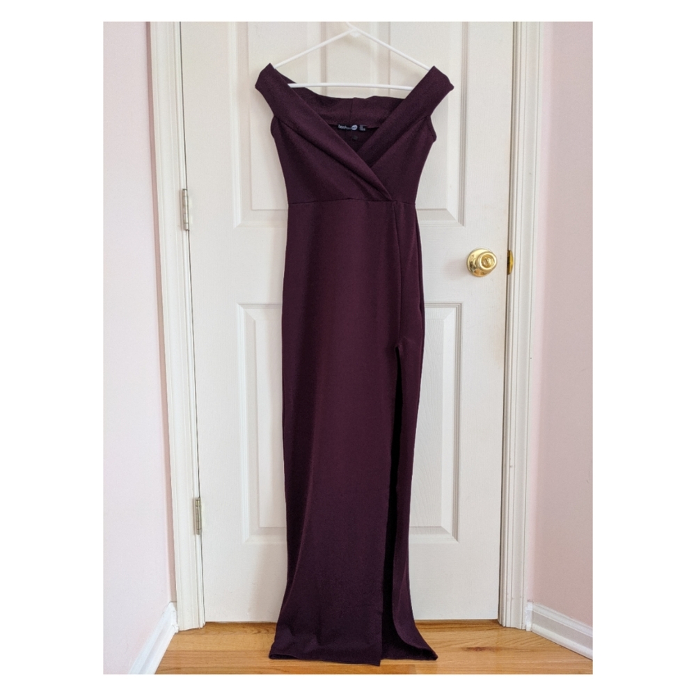 Boohoo wine maxi dress